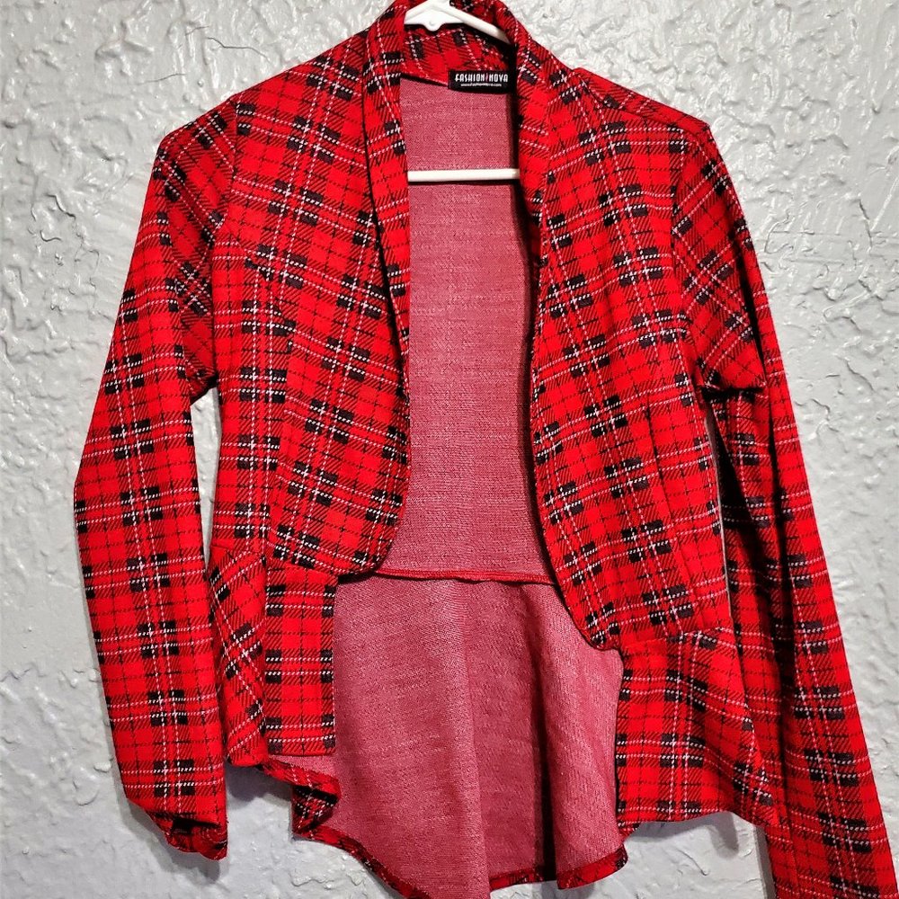 Red & Black Plaid 80's inspired with tail jacket